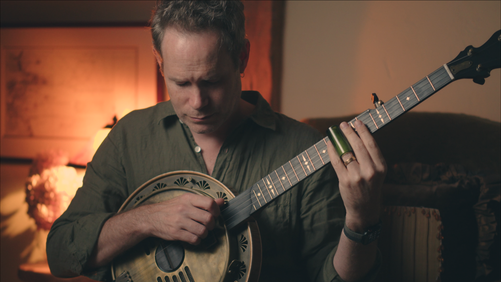 Tom Collins playing resophonic banjo
